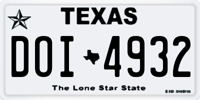 TX license plate DOI4932
