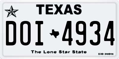 TX license plate DOI4934