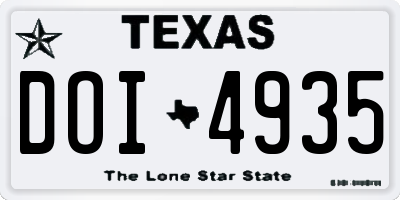 TX license plate DOI4935