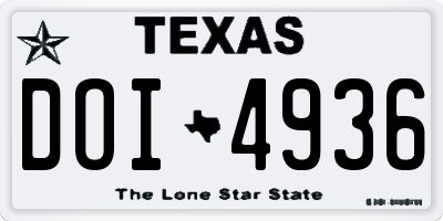 TX license plate DOI4936