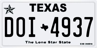 TX license plate DOI4937