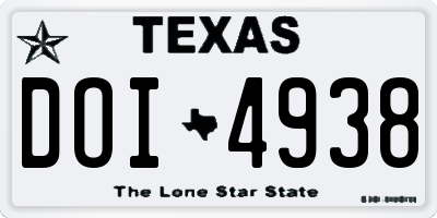 TX license plate DOI4938