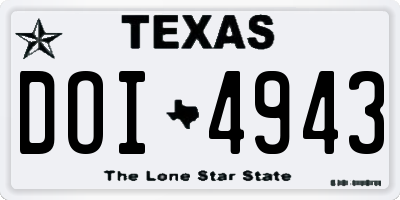 TX license plate DOI4943