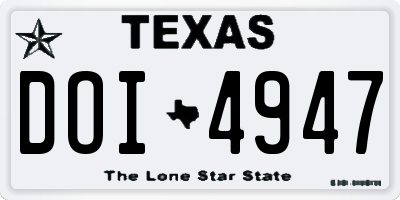 TX license plate DOI4947