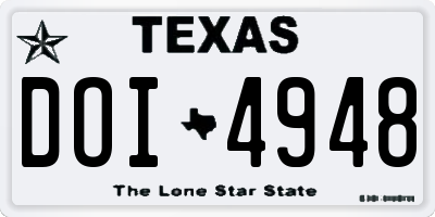 TX license plate DOI4948