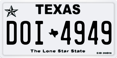TX license plate DOI4949