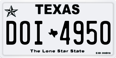 TX license plate DOI4950