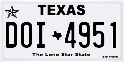 TX license plate DOI4951
