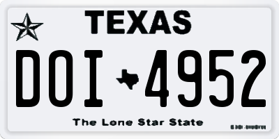 TX license plate DOI4952