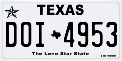 TX license plate DOI4953
