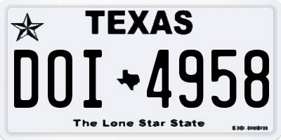 TX license plate DOI4958