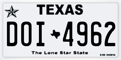 TX license plate DOI4962