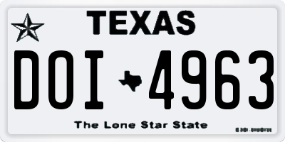 TX license plate DOI4963