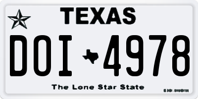 TX license plate DOI4978