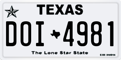 TX license plate DOI4981