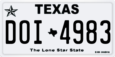 TX license plate DOI4983