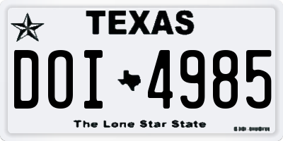 TX license plate DOI4985