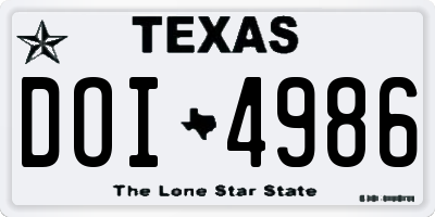TX license plate DOI4986