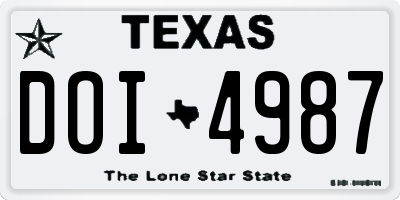 TX license plate DOI4987
