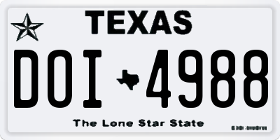 TX license plate DOI4988