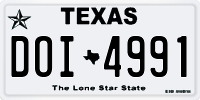 TX license plate DOI4991