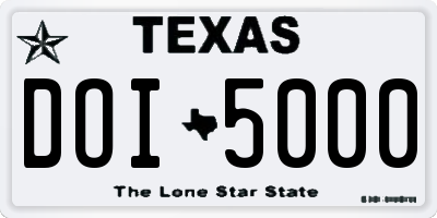 TX license plate DOI5000