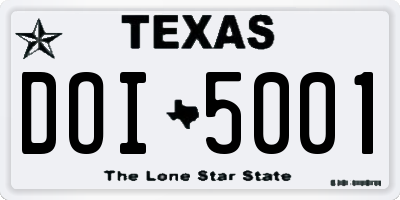 TX license plate DOI5001