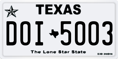 TX license plate DOI5003