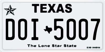 TX license plate DOI5007