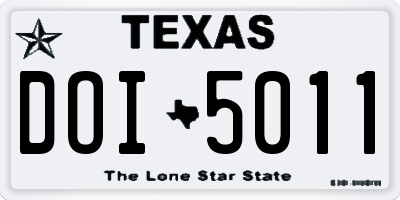 TX license plate DOI5011