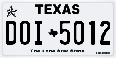 TX license plate DOI5012
