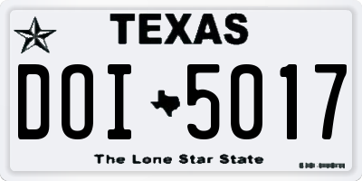 TX license plate DOI5017