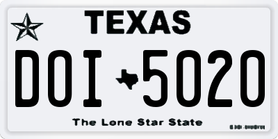 TX license plate DOI5020