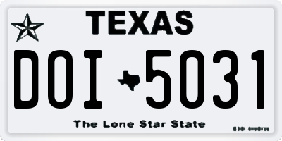 TX license plate DOI5031