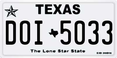 TX license plate DOI5033