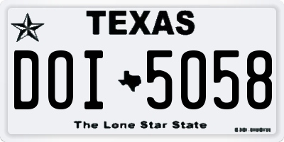 TX license plate DOI5058