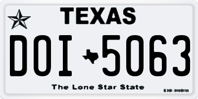 TX license plate DOI5063