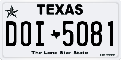 TX license plate DOI5081