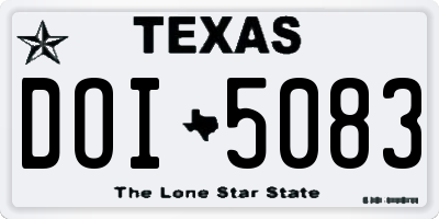 TX license plate DOI5083