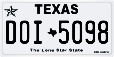 TX license plate DOI5098