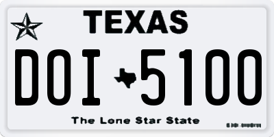 TX license plate DOI5100