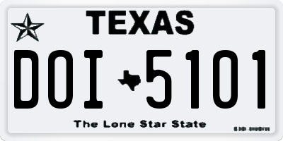 TX license plate DOI5101