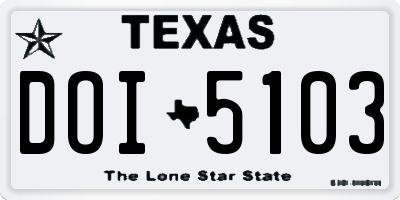 TX license plate DOI5103