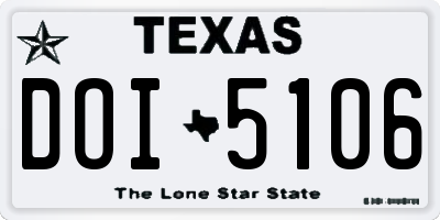 TX license plate DOI5106