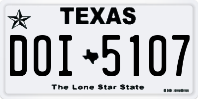 TX license plate DOI5107