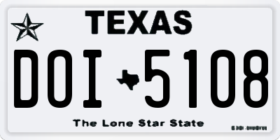 TX license plate DOI5108