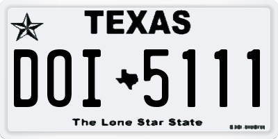 TX license plate DOI5111