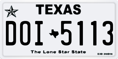 TX license plate DOI5113