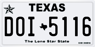 TX license plate DOI5116