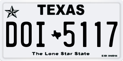 TX license plate DOI5117